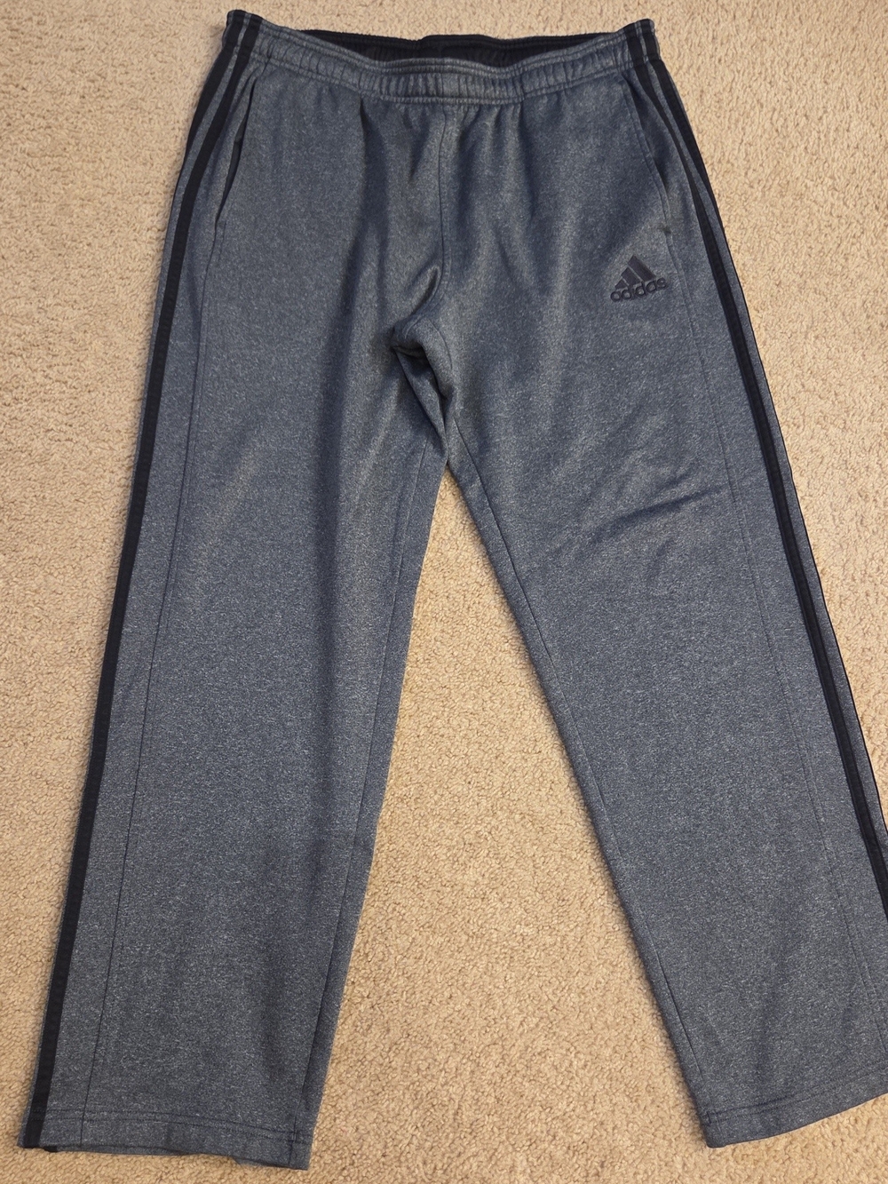 adidas Gray Elastic Waist Sweatpants with Black Side Stripes